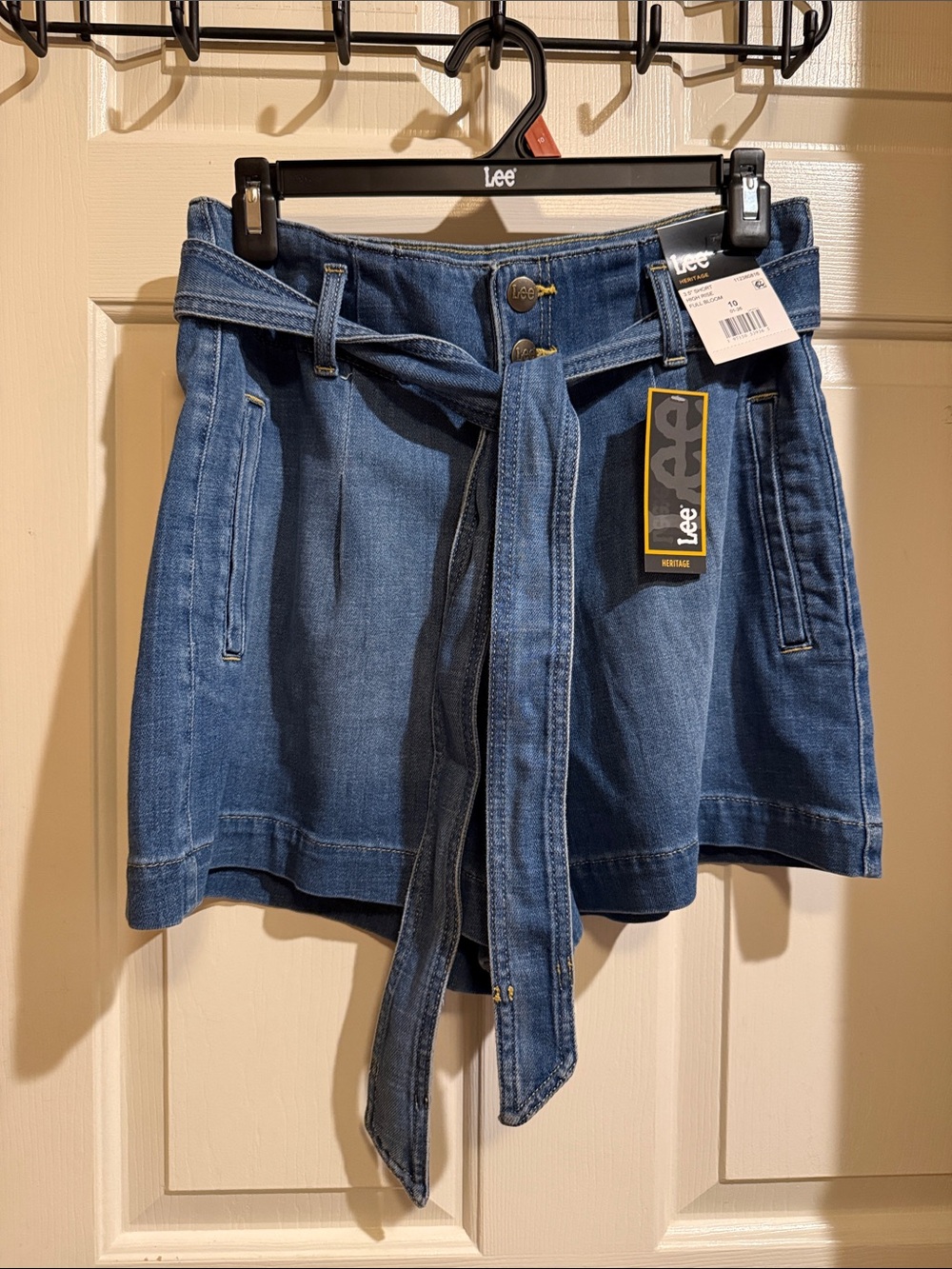 Lee Denim Tie-Front Skort in Medium Blue